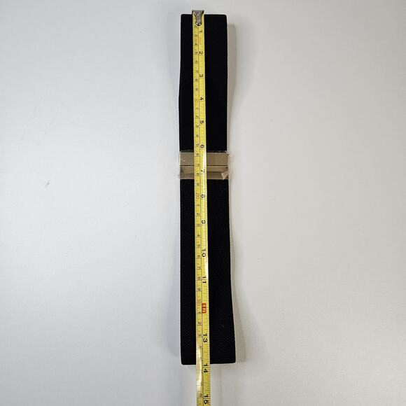 Women's Black Belt Elastic Stretch Belt w Gold Buckle Cinch Stretch Waistband - Picture 5 of 6